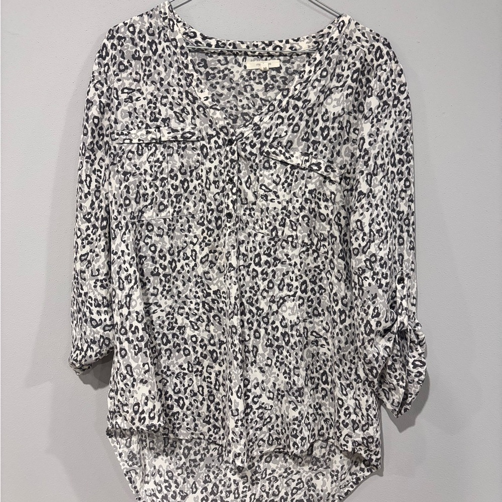 Maurices Black and White Leopard Print Blouse